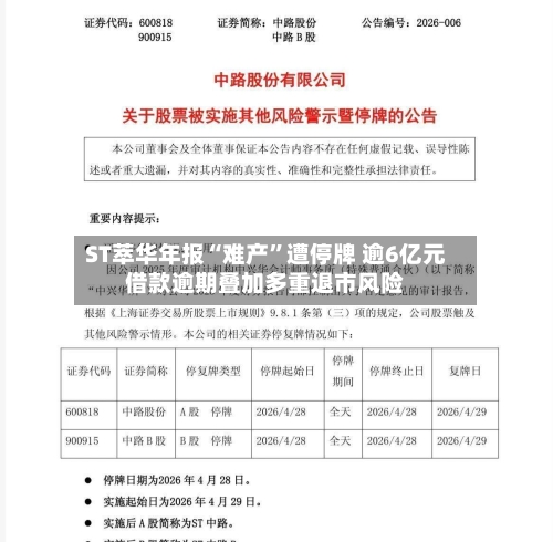 ST萃华年报“难产”遭停牌 逾6亿元借款逾期叠加多重退市风险