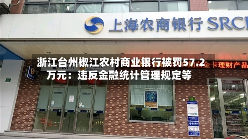 浙江台州椒江农村商业银行被罚57.2万元：违反金融统计管理规定等